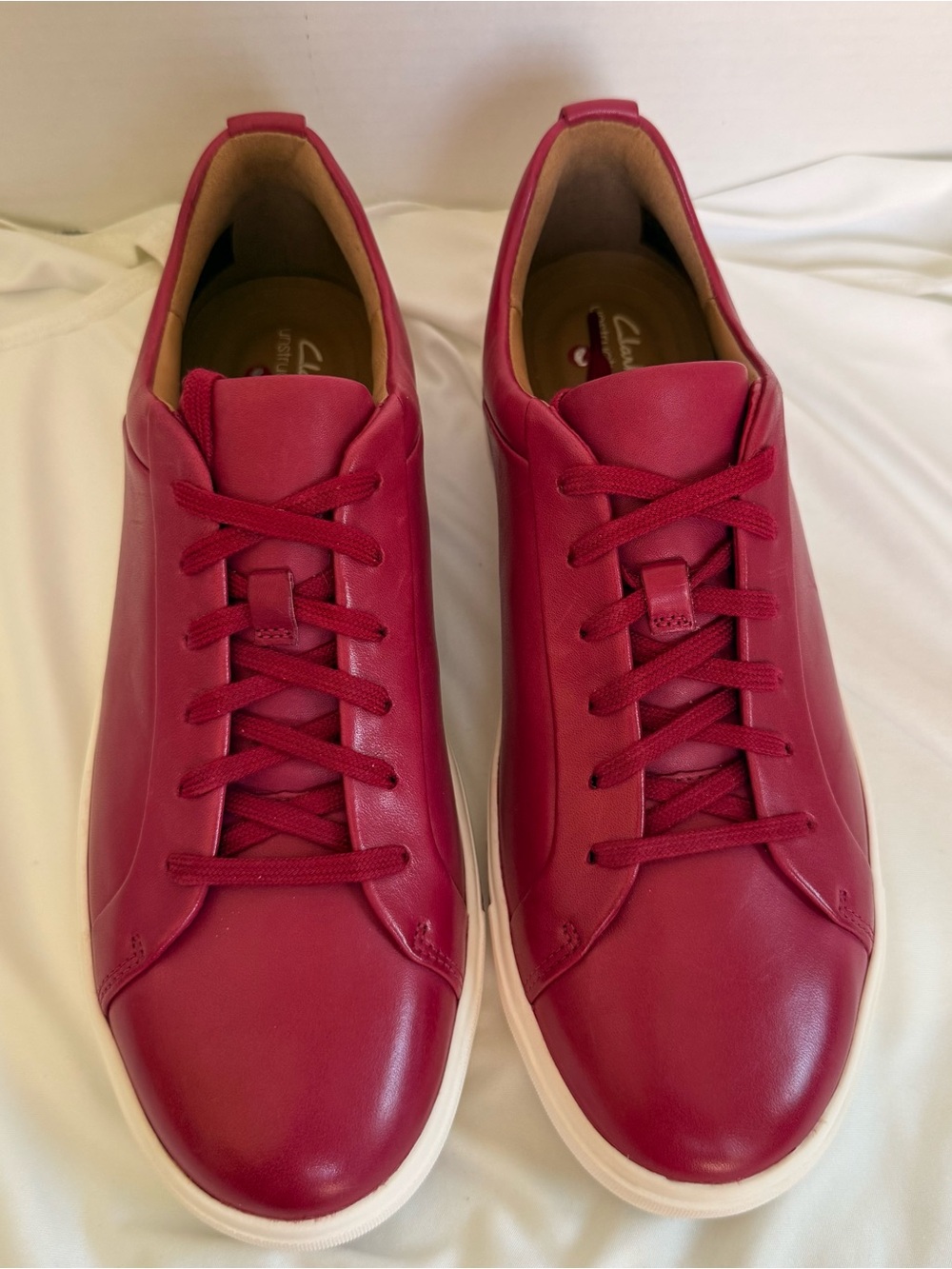 Clarks Unstructured Un Maui Laceup (9) Burgundy Red Leather Casual Sneakers NWOT